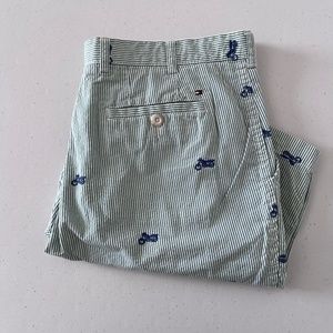 Tommy Hilfiger Men’s Green Striped Shorts with Motorcycle Print size 38